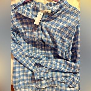 NWT Blue Plaid Loft Top - XL